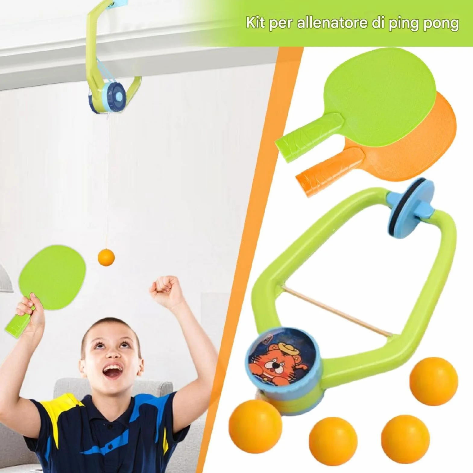 Indoor Table Tennis Trainer Portable Adjustable Doorway Design for Kids Boys Girls