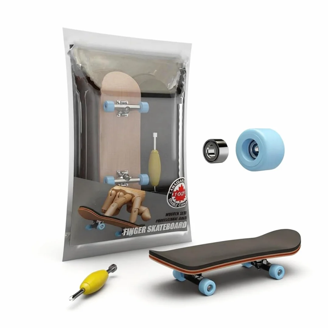 Mini Skateboard da Dito per Bambini, Skateboard da Dito per Bambini 5 Strati di Acero in Legno Skateboard, per Giocare o Come Decorazione, Gadget Compleanno Bambini 3+ Anni, 99 x 29 x 20 mm