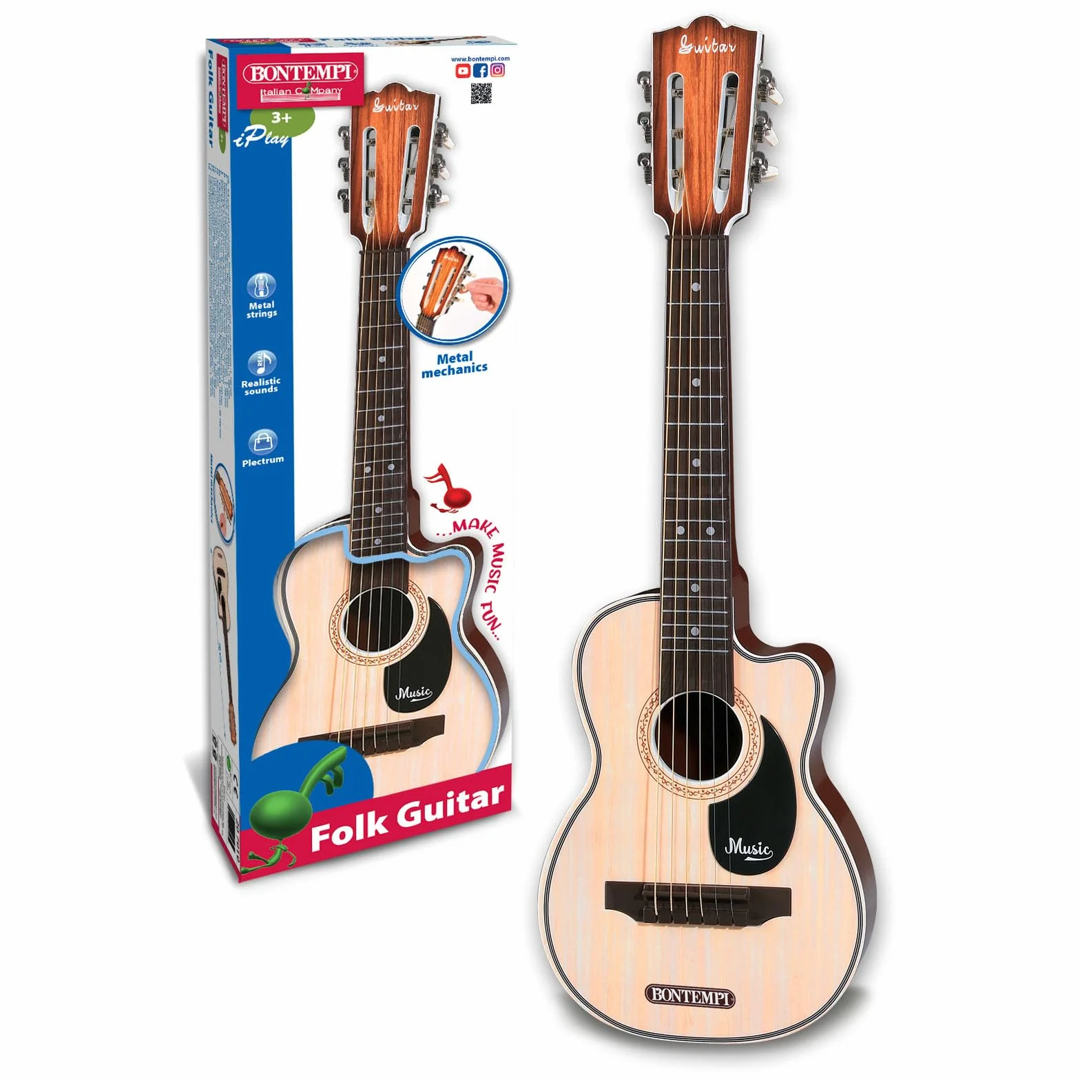 Bontempi Chitarra Folk 70 cm Plastica Marrone
