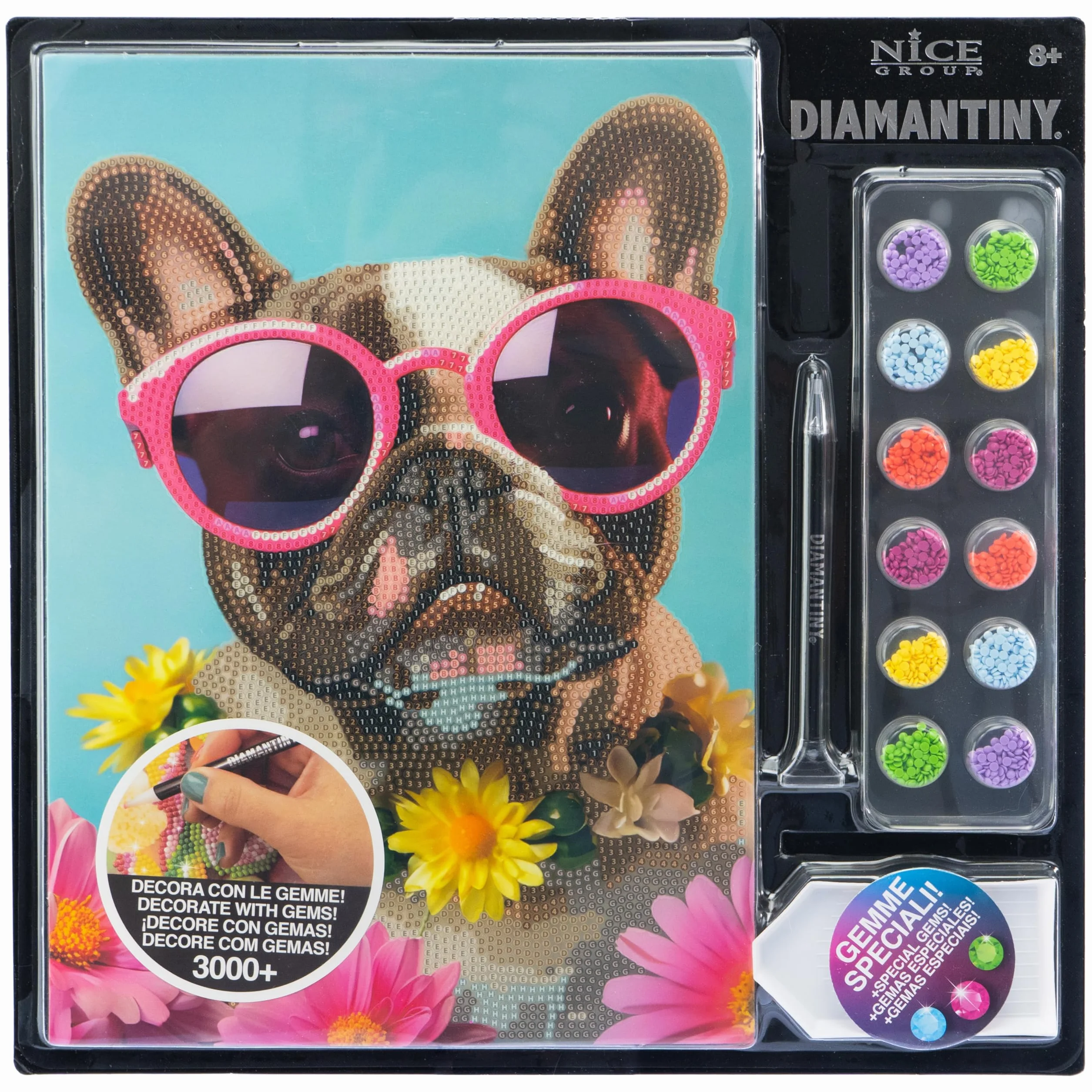 DIAMANTINY Level Up - Nice Group Creative Art, Diamond Painting Kit crea il mosaico, PETS, Carlino