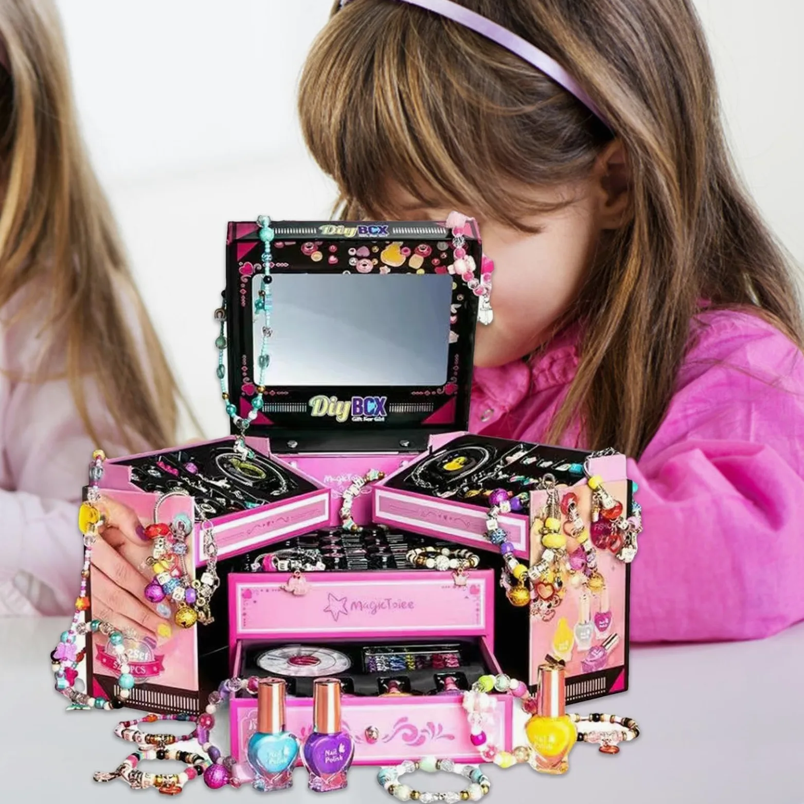 Yorajuy Set per la creazione di braccialetti con ciondoli, kit per la | creazione di gioielli per bambini, kit per creare orecchini, divertenti braccialetti per realizzare bracciali, orecchini e co