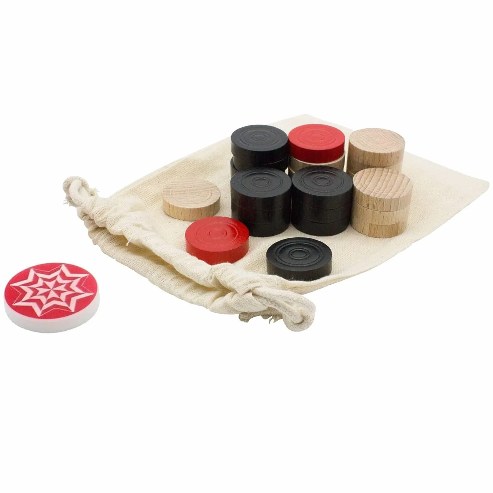 GICO Carrom pedine legno torneo professionali con Striker Standard Class 15g pedina battante - 2102