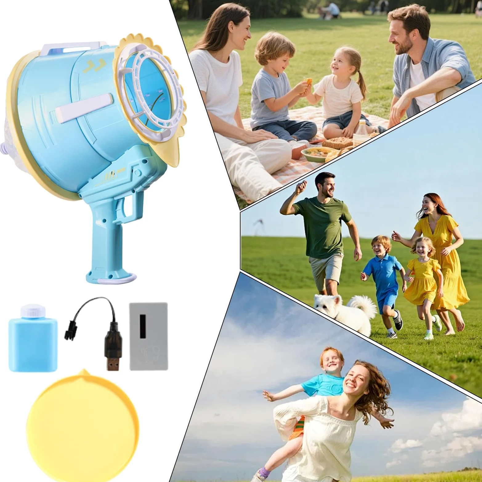 Macchina Bolle Giocattolo da Giardino Portatile | Soffiabolle Giocattolo per Bambini Per Bambini E Bambine Asilo Feste Vacanze Giardino Cortile Picnic Spiaggia Estivi Giochi
