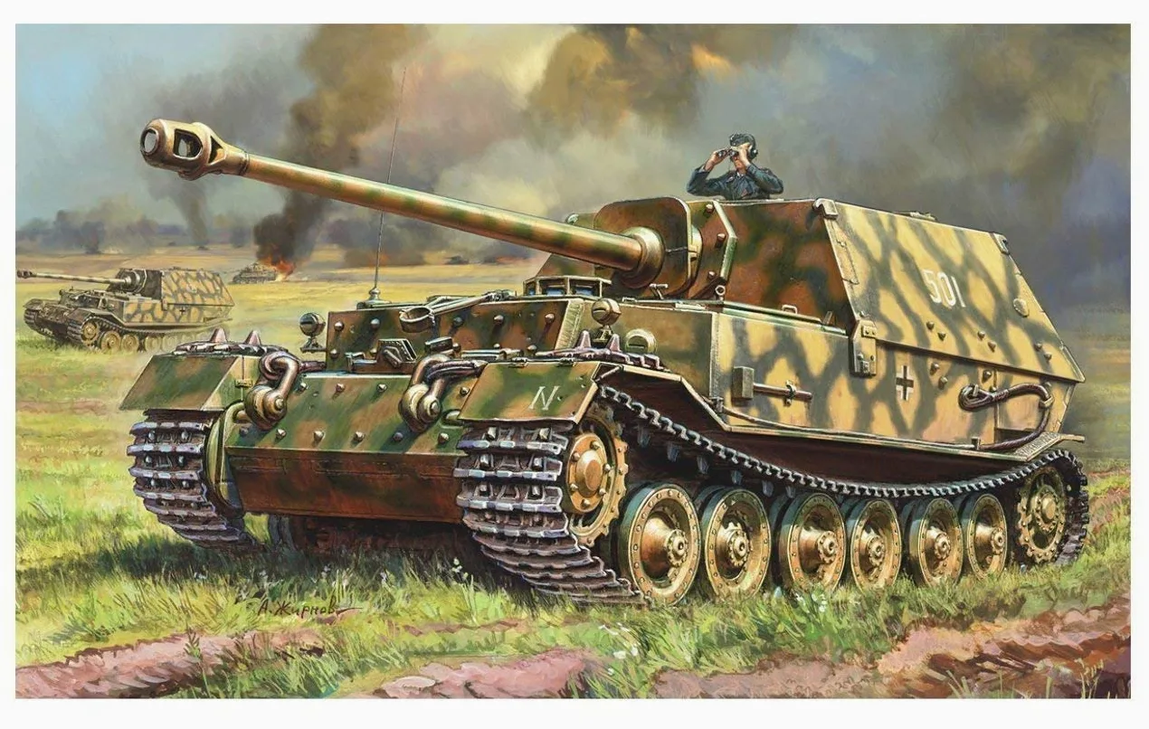 Zvezda 3653 500783653-1:35 SD. Kfz.184 Ferdinand Tiger, modellino di Costruzione, modellismo, Hobby, Fai da Te, in plastica, Non Verniciato.