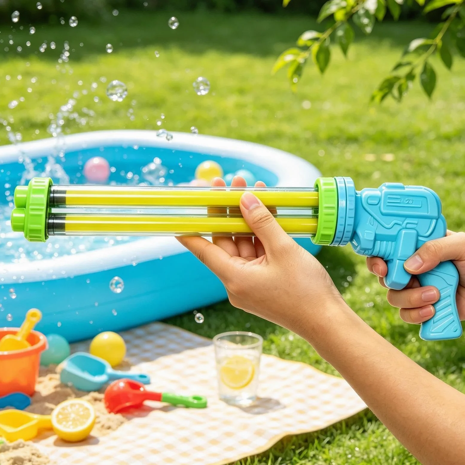 Pistola Ad Acqua Per Bambini Giocattolo Da Festa Multi-Tubo Estraibile | Giocattolo Spruzza Acqua Da Esterno Per Adulti Feste Campeggio Giardino Retro Compleanni Gite Al Lago Prato Cortile