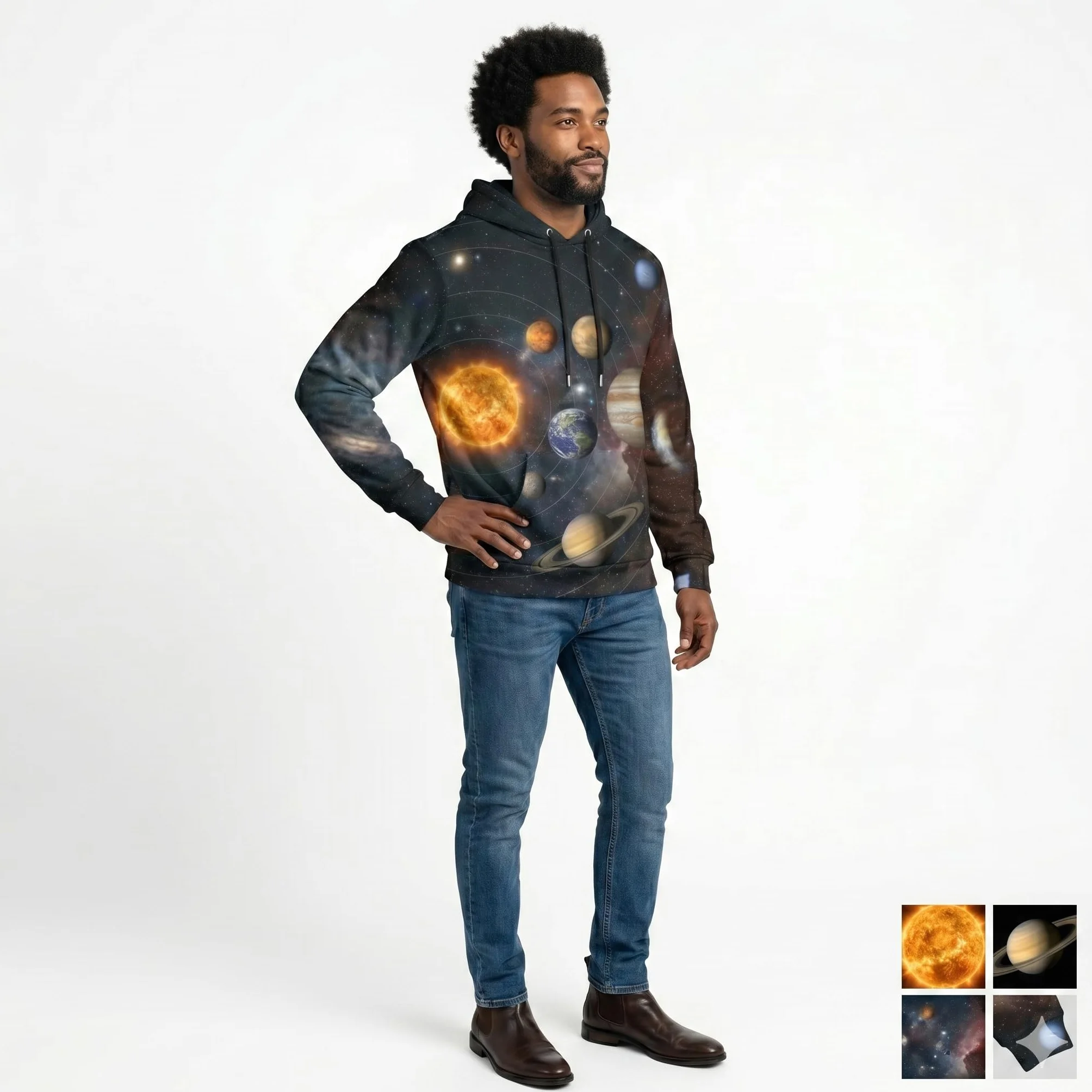 Felpa con Cappuccio Sistema Solare Pianeti Galassia Universo Astronomia Spazio Design Unisex Regalo Per Amanti dell’Astronomia e della Scienza