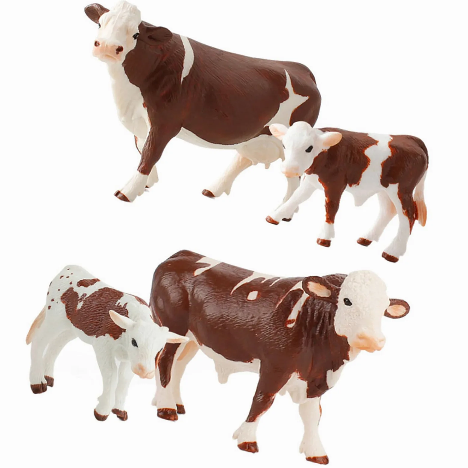 Set di 4 Pezzi di Animali da Fattoria Simulati in Pvc Bianco | Giocattolo Educativo, Adatto a Bambini, per Stimolare Immaginazione e Competenze Cognitive