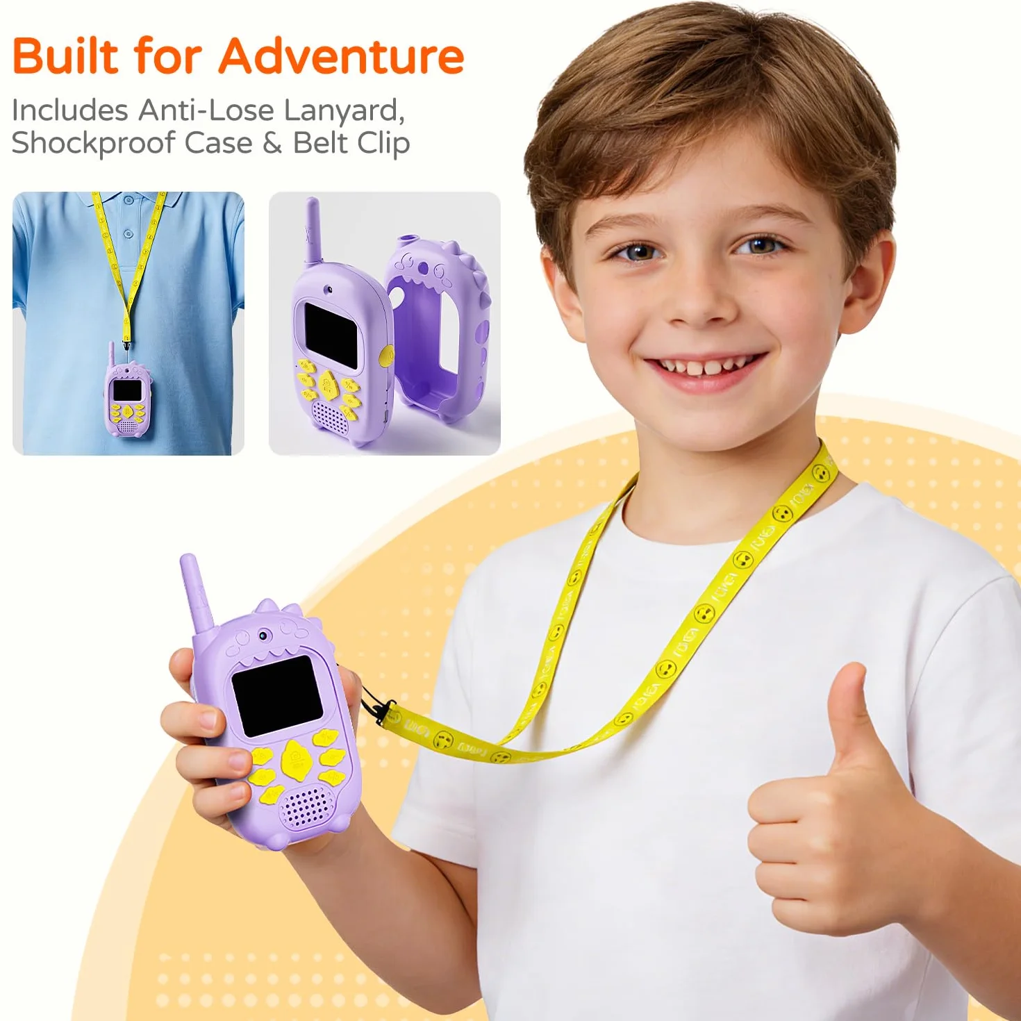Walkie Talkie Video a Doppia Fotocamera per Bambini 3-12 Anni, Set da 2 con Fotocamera Anteriore e Posteriore, Ricaricabile