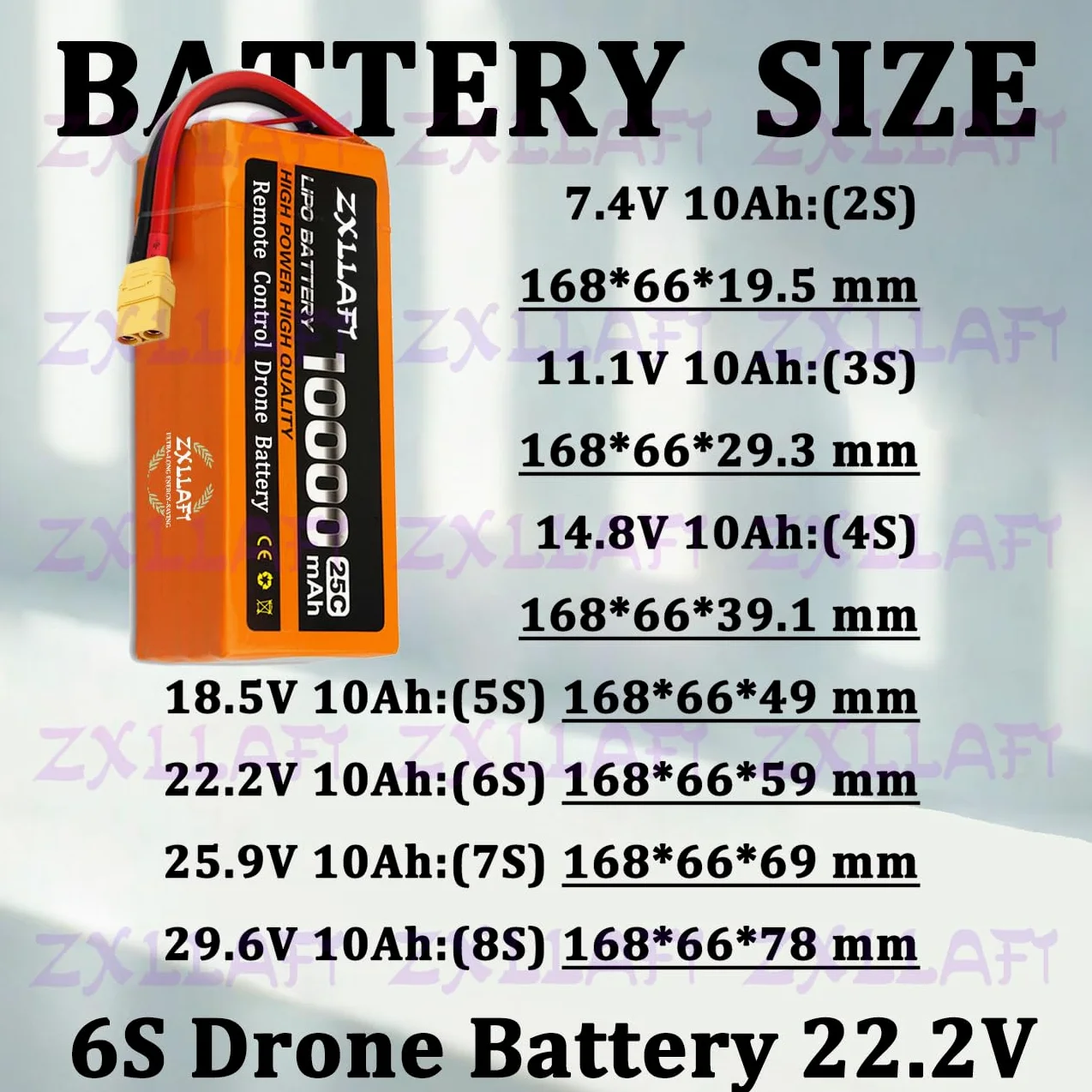 Batteria Lipo 22,2 V 14,8 V 11,1 V Batteria per droni | 6S 4S 3S Batterie al litio 7,4 V 18,5 V 25,9 V 29,6 V Batterie di ricambio 25C per drone telecomandato con BMS