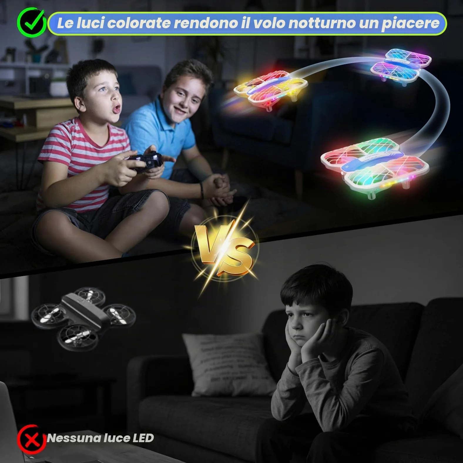 Mini drone per bambini, HOFMOC Mini drone con 5 luci LED, 3D Flip, avvio/atterraggio con un tasto, modalità headless, 3 modalità di velocità, 22 minuti di tempo di volo, drone giocattolo regali per