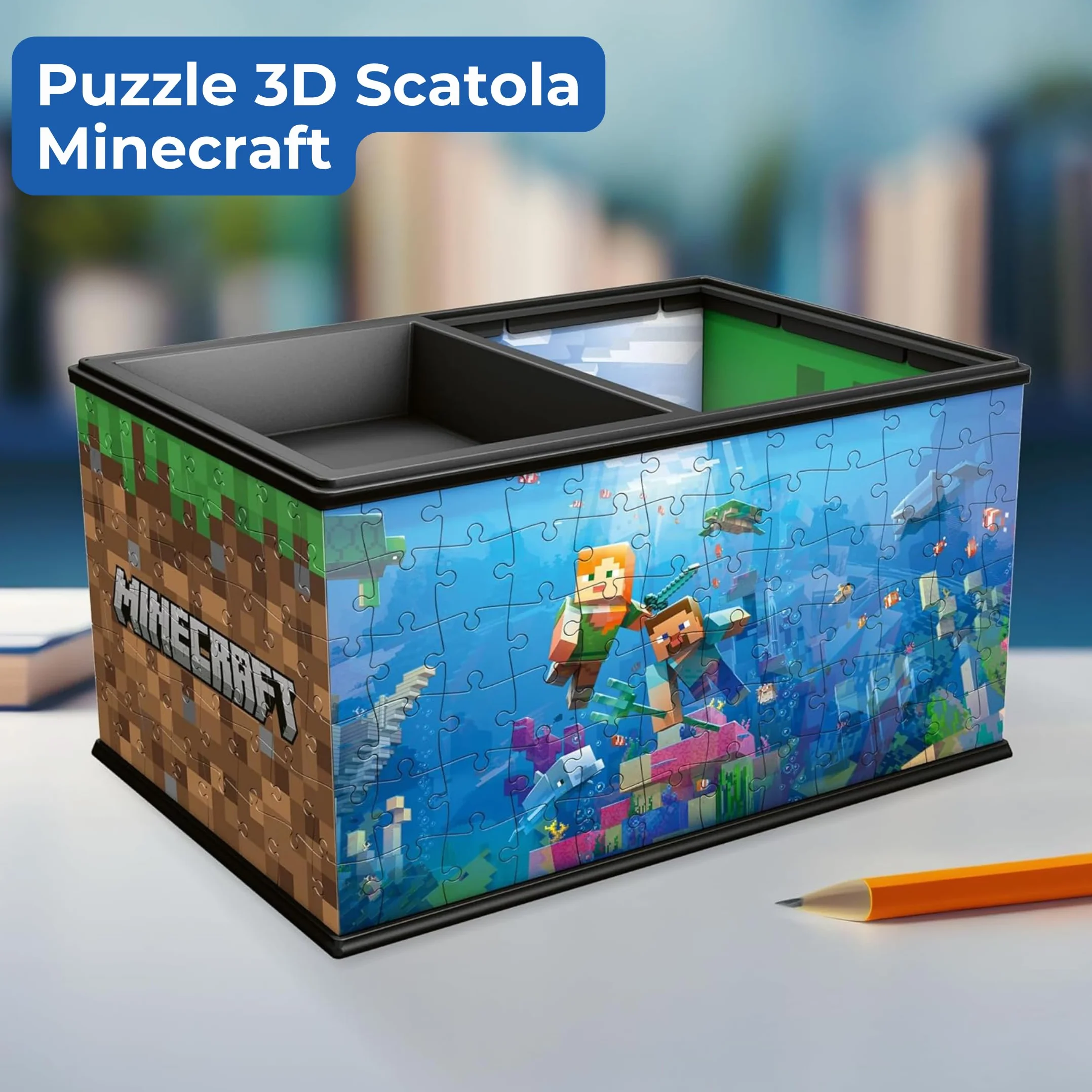 Ravensburger - Puzzle 3d Minecraft Storage Box | Puzzle 3d Bambini A Partire Dagli 8 Anni | Modellismo Da Costruire Bambini Di 216 Pezzi | Regalo Bambino 8 Anni E Più