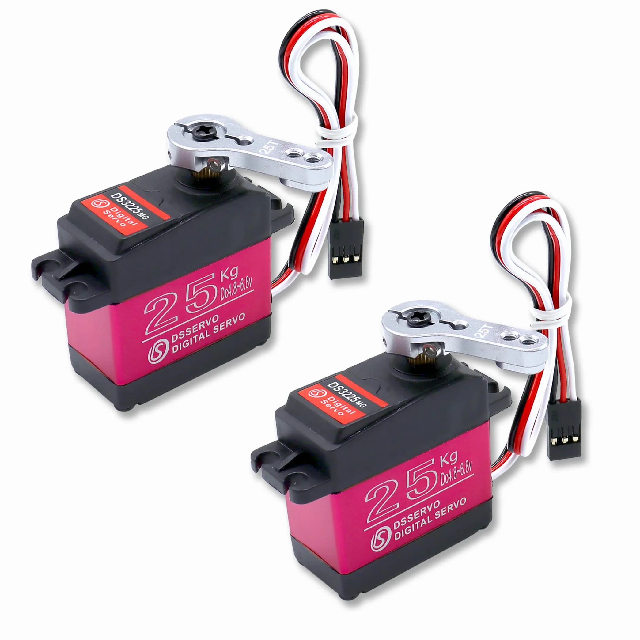 25kg Servo Digitale, Full Metal Gear Impermeabile Servomotore ad Alta Coppia Angolo di Sterzo 270° Adatto per RC Traxxas HSP RC Auto Aeroplano Nave Robot Fai da Te (2 Pezzi)