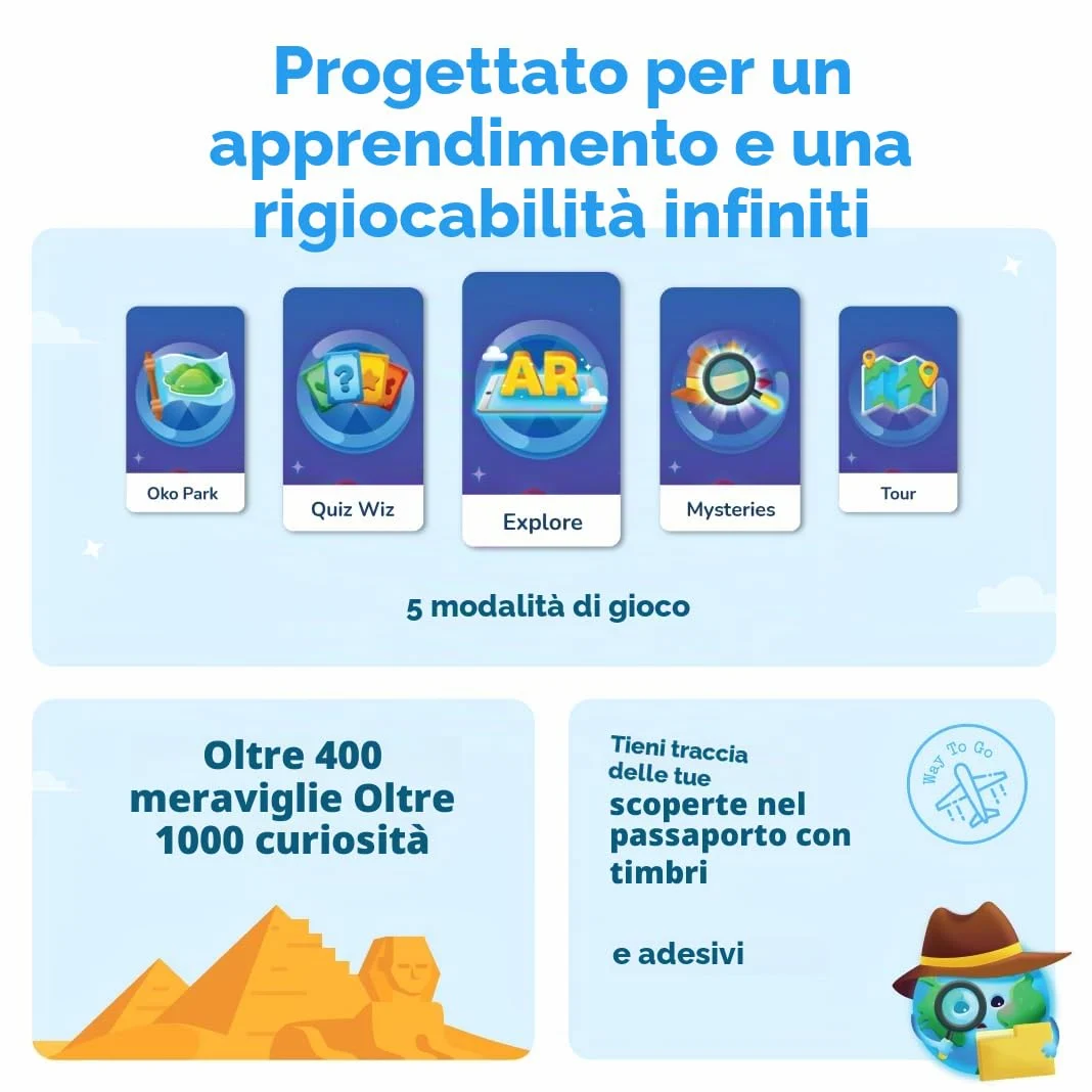 Orboot Earth by PlayShifu (App Based): globo interattivo AR per bambini, giocattolo STEM per ragazzi e ragazze età 4-10 | Giocattolo educativo regalo (senza frontiere, nessun nome sul globo)