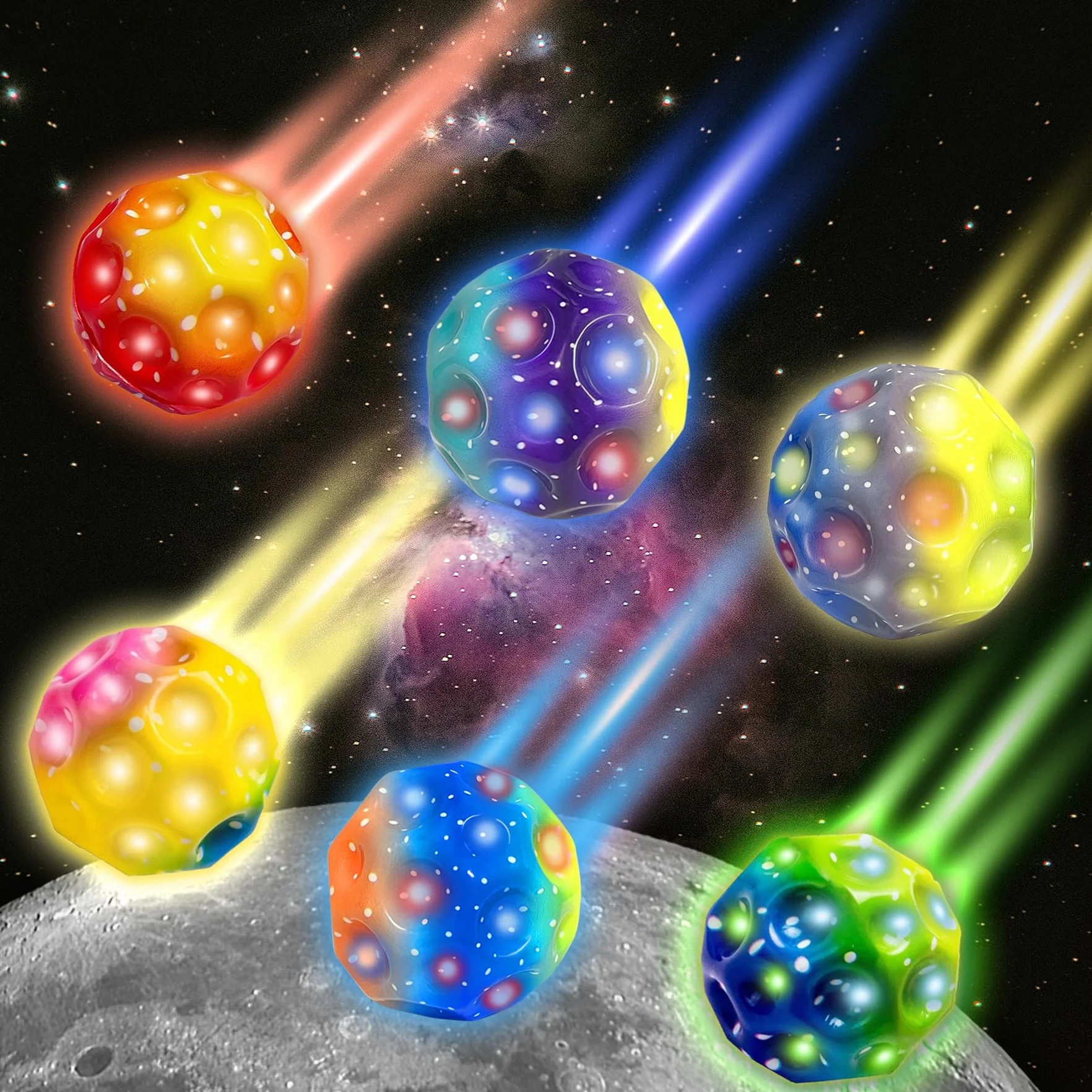 TZEKING 6PCS Astro Jumpl,7 cm,Space Bouncing,Palla Rimbalzante a 6 Colori, Facile da Impugnare, Regalo per Ragazzi e Ragazze, Adatta agli Adulti per Alleviare Lo Stress