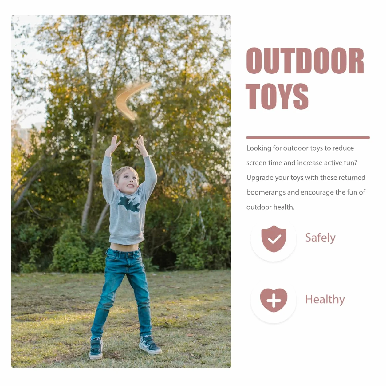 IMIKEYA 1 Pezzo Boomerang Legno Bambini Classico a V Forma di Boomerang in Legno Boomerang all'aperto Boomerang Giocattolo Aereo per Bambini all'aperto