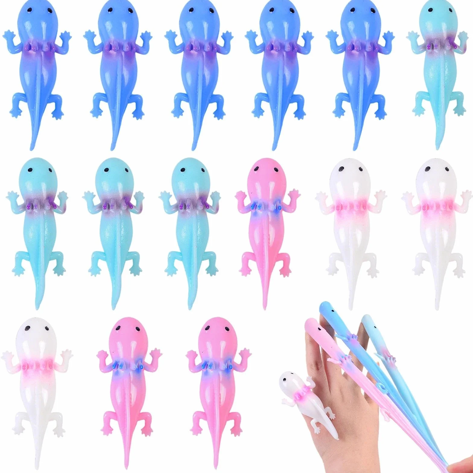 15 Pezzi Salamandra Fionda Giocattoli Dita Flingshot Animali Volanti Giocattolo Gomma Elastici Stretch Regali Divertente Giocattoli Volo Regali per Bambini Feste Compleanno