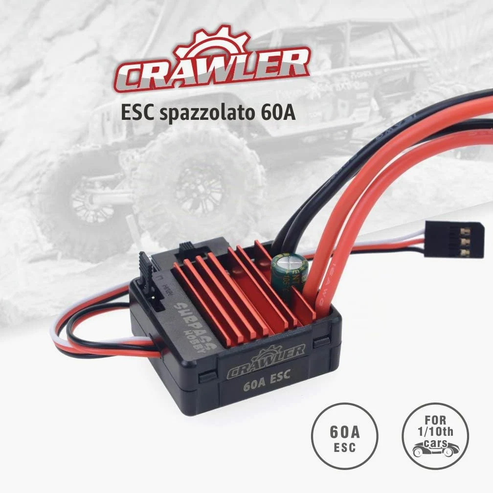 DollaTek 540 13T Motore spazzolato Motore per auto RC a 5 slot con ESC spazzolato 60A Impermeabile 6V / 2A SBEC e scheda di programmazione Combo Set per 1/10 RC Crawler
