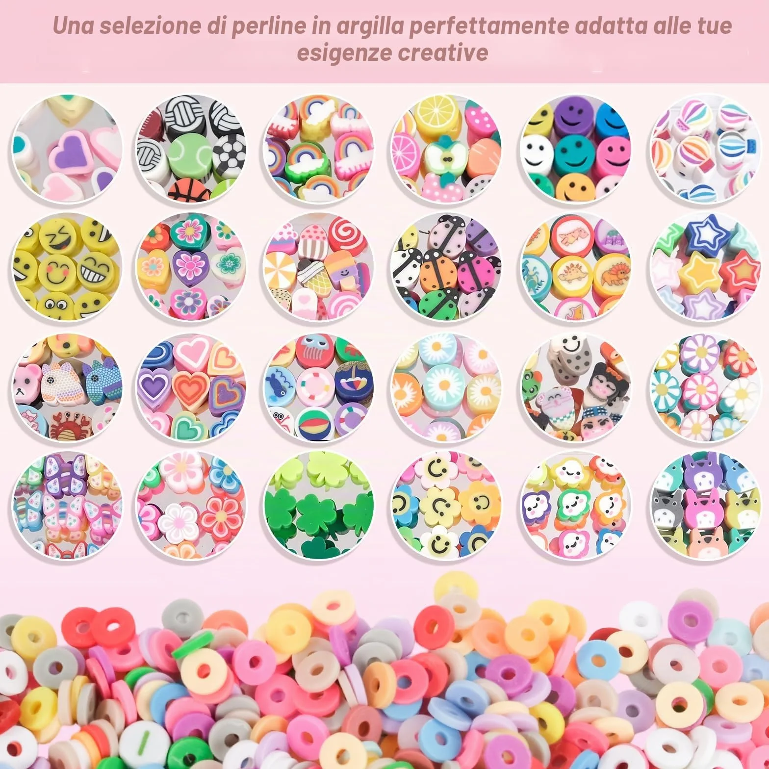 RUBY 1800 perline da infilare per bambini, argilla polimerica, set collane fai da te, giocattoli 5-13 anni