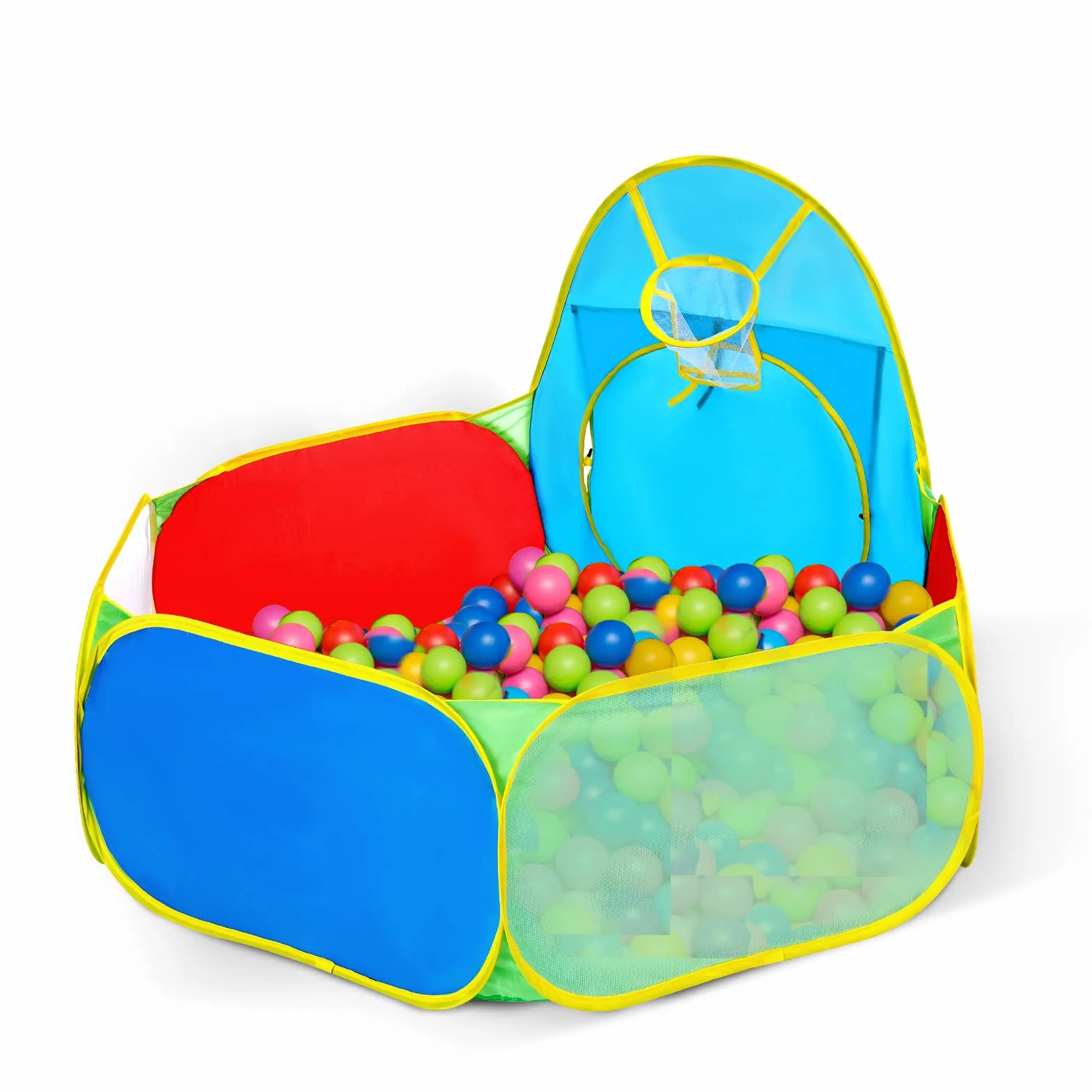 Eocusun Piscina per palline per bambini, per interni ed esterni, tenda da gioco portatile con canestro da basket e borsa con cerniera (palline non incluse)