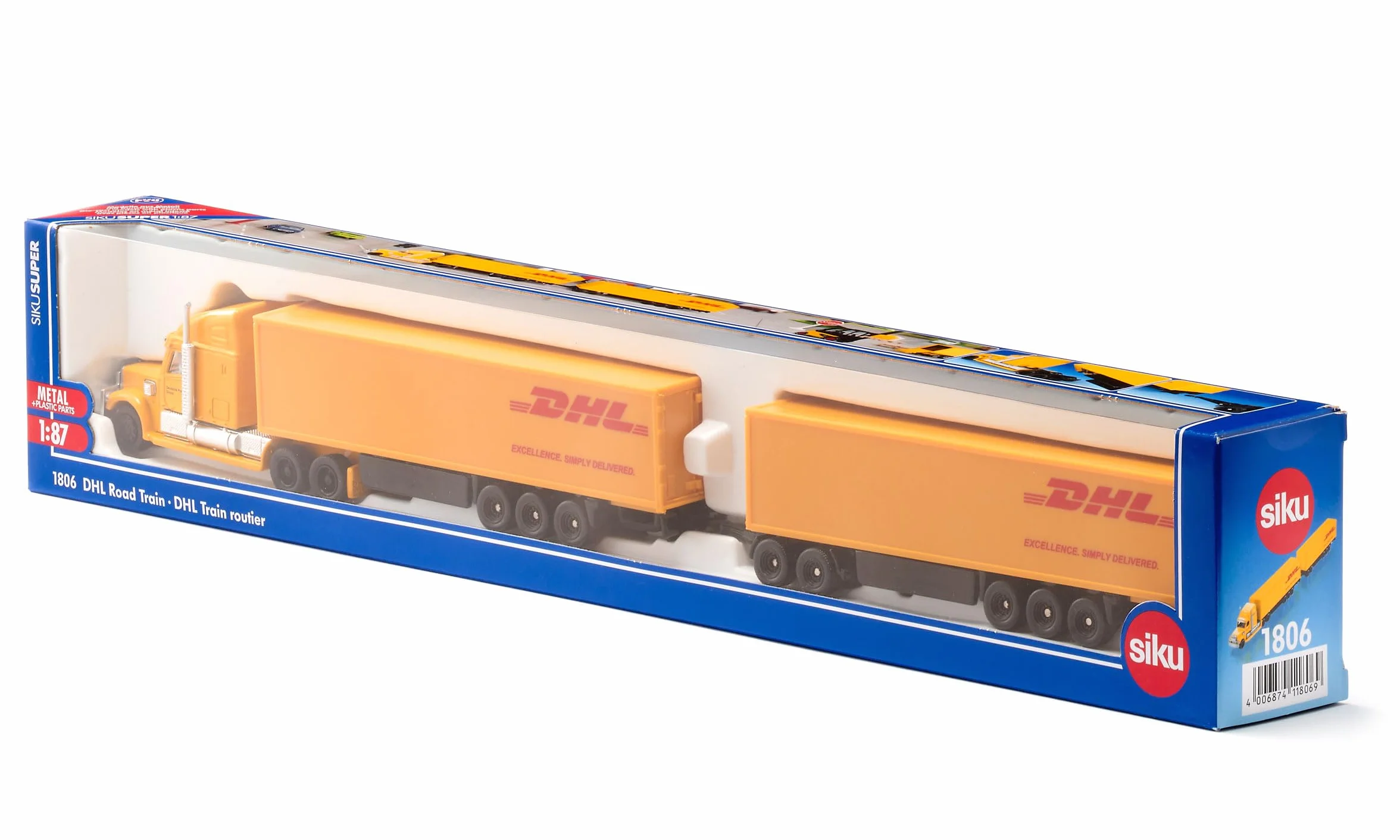 Siku 1806 Freightliner DHL Road Train Motrice Semirimorchio Rimorchio 1:87 Metallo Plastica Giallo