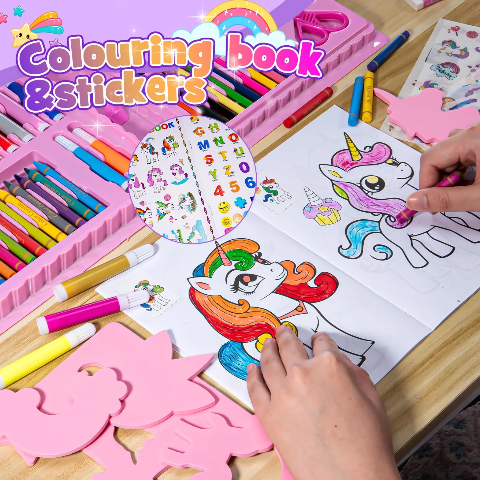 Regalo Bambina 4-10 Anni Valigetta Matite Colorate Acquerelli Giochi