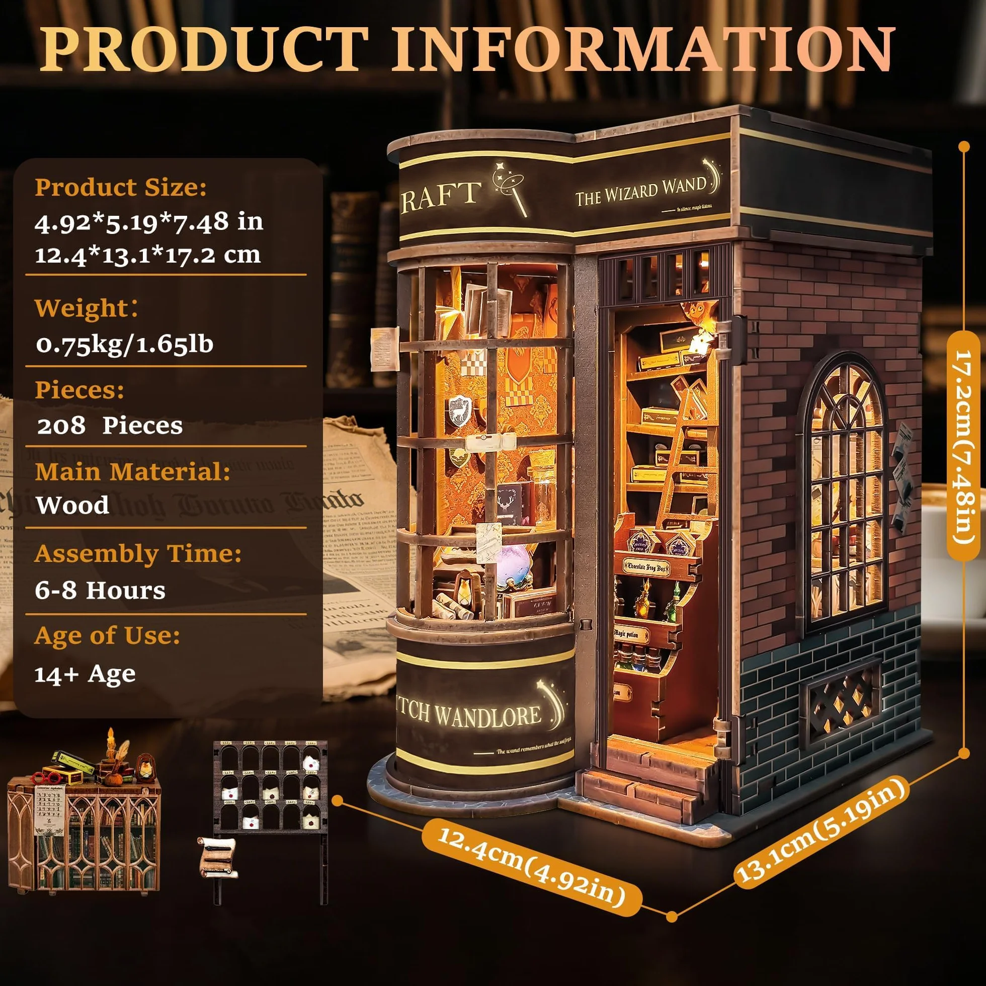 Kit Book Nook DIY per Adulti: LUMYCE Casa in Miniatura con Luci LED da Montare, Modellismo 3D Creativo per Decorare Librerie - Regalo Originale per Appassionati di Fai da Te